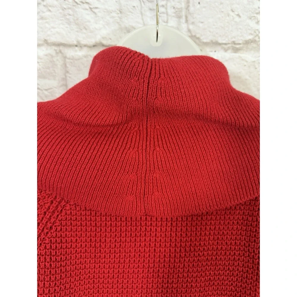 Michael Kors Pullover Sweater M Red Pullover Cowl Neck Waffle Knit Oversized